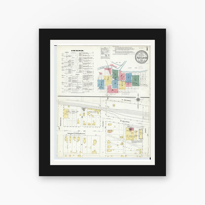Old map wall art mockup — black gallery frame with white mat — Sanborn Fire Insurance Map from Port Clinton, Ottawa County, Ohio (1910) - Complete Map Set