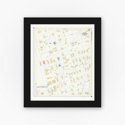 Old map wall art mockup — black gallery frame with white mat — Sanborn Fire Insurance Map from Swanton, Fulton County, Ohio (1908), Sheet #0003