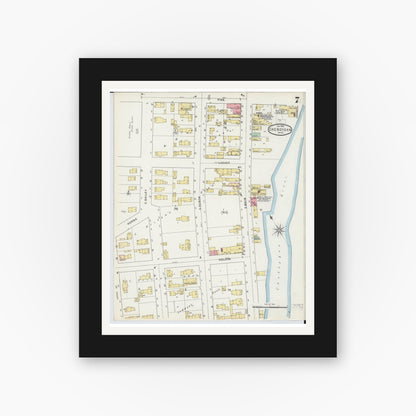 Old map wall art mockup — black gallery frame with white mat — Sanborn Fire Insurance Map from Cheboygan, Cheboygan County, Michigan (1895), Sheet #0007