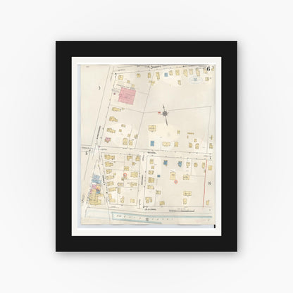 Old map wall art mockup — black gallery frame with white mat — Sanborn Fire Insurance Map from Canastota, Madison County, New York (1959), Sheet #0006