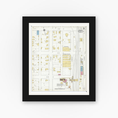 Old map wall art mockup — black gallery frame with white mat — Sanborn Fire Insurance Map from Pana, Christian County, Illinois (1916), Sheet #0005