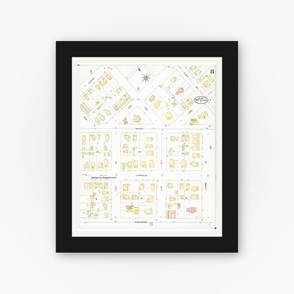 Old map wall art mockup — black gallery frame with white mat — Sanborn Fire Insurance Map from Waterloo, Black Hawk County, Iowa (1906), Sheet #0008