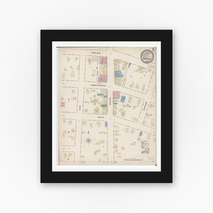 Old map wall art mockup — black gallery frame with white mat — Sanborn Fire Insurance Map from Marengo, McHenry County, Illinois (1885) - Complete Map Set