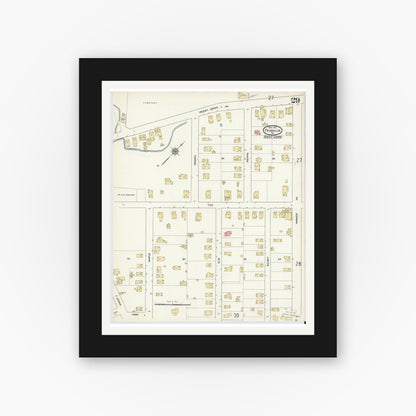 Old map wall art mockup — black gallery frame with white mat — Sanborn Fire Insurance Map from Franklin, Venango County, Pennsylvania (1912), Sheet #0029