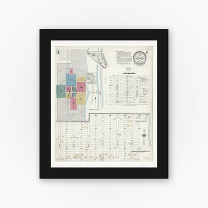 Old map wall art mockup — black gallery frame with white mat — Sanborn Fire Insurance Map from Lake Worth, Palm Beach County, Florida (1924) - Complete Map Set