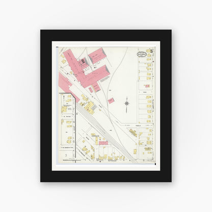 Old map wall art mockup — black gallery frame with white mat — Sanborn Fire Insurance Map from Alliance, Stark County, Ohio (1911), Sheet #0005