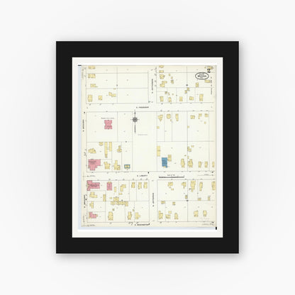 Old map wall art mockup — black gallery frame with white mat — Sanborn Fire Insurance Map from Medina, Medina County, Ohio (1911), Sheet #0002