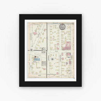 Old map wall art mockup — black gallery frame with white mat — Sanborn Fire Insurance Map from Mohawk, Herkimer County, New York (1884), Sheet #0001