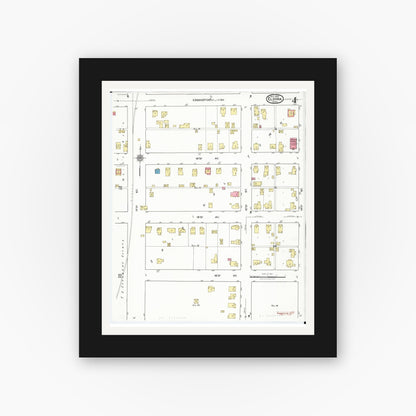 Old map wall art mockup — black gallery frame with white mat — Sanborn Fire Insurance Map from Eldora, Hardin County, Iowa (1920), Sheet #0004