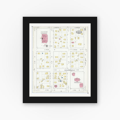 Old map wall art mockup — black gallery frame with white mat — Sanborn Fire Insurance Map from Fairmont, Martin County, Minnesota (1917), Sheet #0005