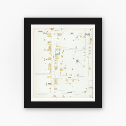 Old map wall art mockup — black gallery frame with white mat — Sanborn Fire Insurance Map from Chester, Morris County, New Jersey (1901), Sheet #0003