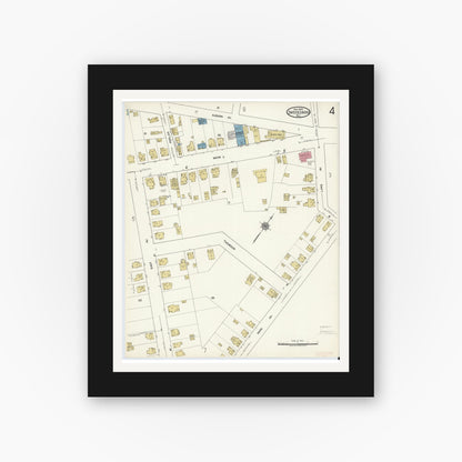 Old map wall art mockup — black gallery frame with white mat — Sanborn Fire Insurance Map from Swedesboro, Gloucester County, New Jersey (1920), Sheet #0004