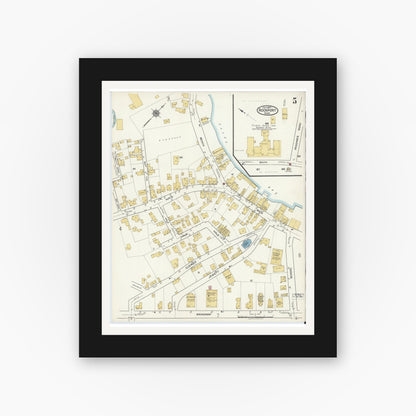 Old map wall art mockup — black gallery frame with white mat — Sanborn Fire Insurance Map from Rockport, Essex County, Massachusetts (1917), Sheet #0005