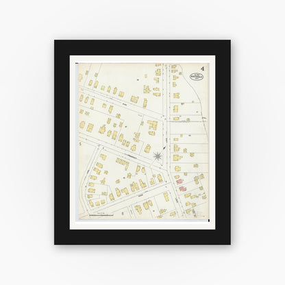 Old map wall art mockup — black gallery frame with white mat — Sanborn Fire Insurance Map from Ashtabula, Ashtabula County, Ohio (1903), Sheet #0004