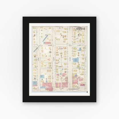 Old map wall art mockup — black gallery frame with white mat — Sanborn Fire Insurance Map from Crown Point, Lake County, Indiana (1948), Sheet #0008