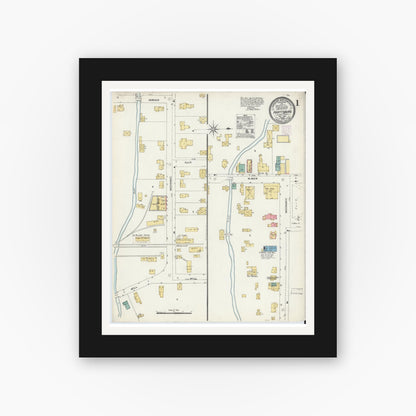 Old map wall art mockup — black gallery frame with white mat — Sanborn Fire Insurance Map from Prattsburgh, Steuben County, New York (1906) - Complete Map Set