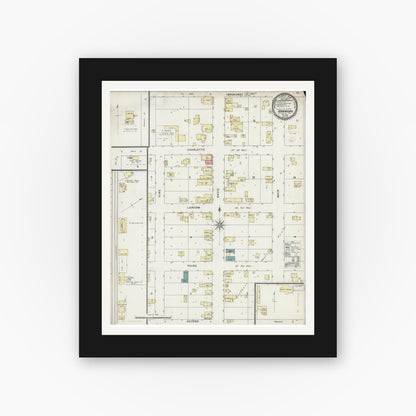 Old map wall art mockup — black gallery frame with white mat — Sanborn Fire Insurance Map from Hammond, St. Croix County, Wisconsin (1895), Sheet #0001