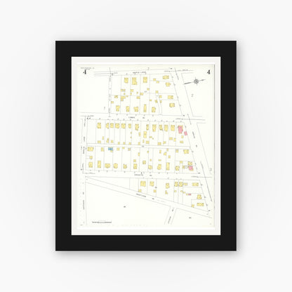 Old map wall art mockup — black gallery frame with white mat — Sanborn Fire Insurance Map from Westhampton, Henrico County, Virginia (1931), Sheet #0004