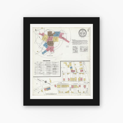 Old map wall art mockup — black gallery frame with white mat — Sanborn Fire Insurance Map from Red Lion, York County, Pennsylvania (1923), Sheet #0001