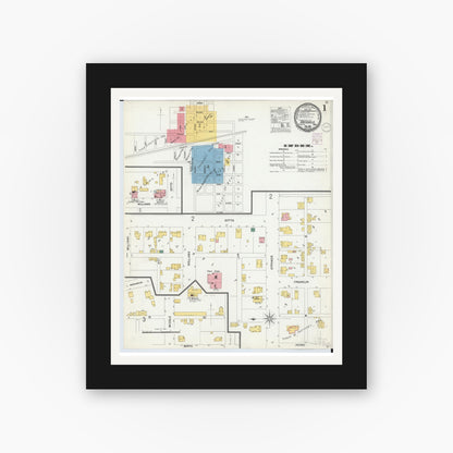 Old map wall art mockup — black gallery frame with white mat — Sanborn Fire Insurance Map from Archbold, Fulton County, Ohio (1901) - Complete Map Set
