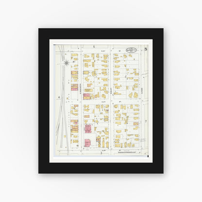 Old map wall art mockup — black gallery frame with white mat — Sanborn Fire Insurance Map from Marquette, Marquette County, Michigan (1904), Sheet #0005