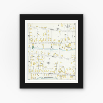 Old map wall art mockup — black gallery frame with white mat — Sanborn Fire Insurance Map from Provincetown, Barnstable County, Massachusetts (1902), Sheet #0007