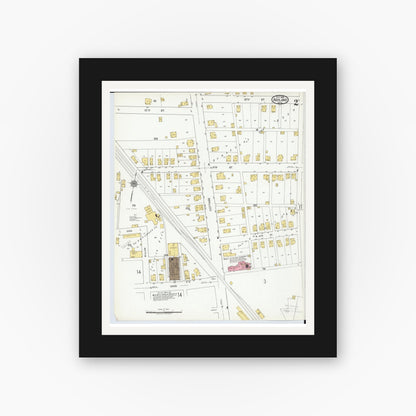 Old map wall art mockup — black gallery frame with white mat — Sanborn Fire Insurance Map from Ashland, Ashland County, Ohio (1919), Sheet #0002