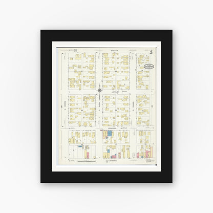 Old map wall art mockup — black gallery frame with white mat — Sanborn Fire Insurance Map from Escanaba, Delta County, Michigan (1913), Sheet #0005