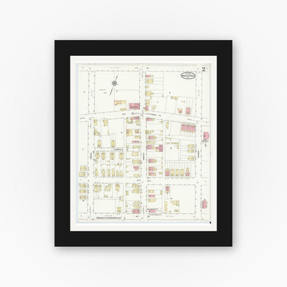 Old map wall art mockup — black gallery frame with white mat — Sanborn Fire Insurance Map from Marcus Hook, Chester County, Pennsylvania (1912), Sheet #0002