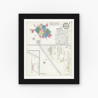 Old map wall art mockup — black gallery frame with white mat — Sanborn Fire Insurance Map from Wayne, Delaware County, Pennsylvania (1909) - Complete Map Set