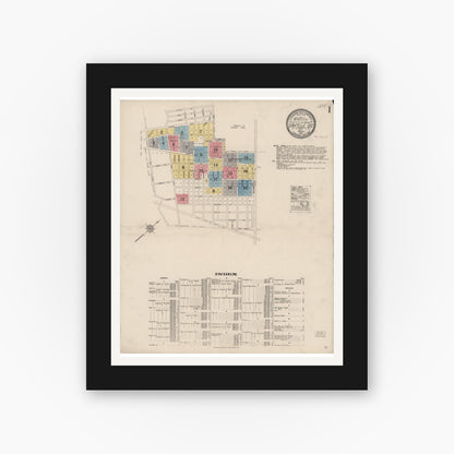 Old map wall art mockup — black gallery frame with white mat — Sanborn Fire Insurance Map from Sawtelle, Los Angeles County, California (1921) - Complete Map Set