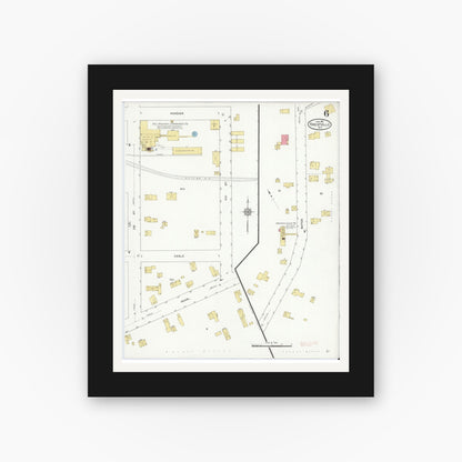 Old map wall art mockup — black gallery frame with white mat — Sanborn Fire Insurance Map from Forestville, Chautauqua County, New York (1912), Sheet #0006
