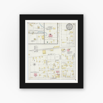 Old map wall art mockup — black gallery frame with white mat — Sanborn Fire Insurance Map from Marion, Williamson County, Illinois (1894) - Complete Map Set