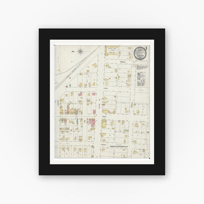 Old map wall art mockup — black gallery frame with white mat — Sanborn Fire Insurance Map from Sorento, Bond County, Illinois (1899) - Complete Map Set