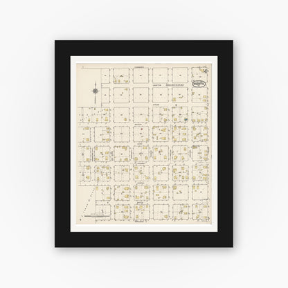 Old map wall art mockup — black gallery frame with white mat — Sanborn Fire Insurance Map from Henrietta, Clay County, Texas (1922), Sheet #0004