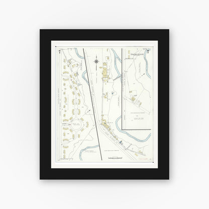 Old map wall art mockup — black gallery frame with white mat — Sanborn Fire Insurance Map from Wahiawa, Honolulu County, Hawaii (1942), Sheet #0007