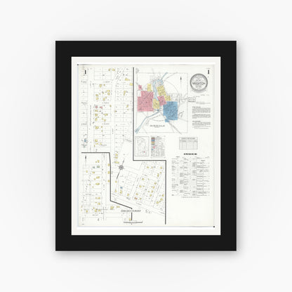 Old map wall art mockup — black gallery frame with white mat — Sanborn Fire Insurance Map from Brighton, Livington County, Michigan (1938) - Complete Map Set
