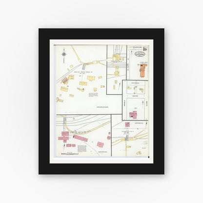 Old map wall art mockup — black gallery frame with white mat — Sanborn Fire Insurance Map from Ishpeming, Marquette County, Michigan (1917), Sheet #0019