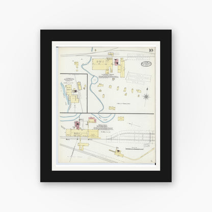 Old map wall art mockup — black gallery frame with white mat — Sanborn Fire Insurance Map from Petoskey, Emmet County, Michigan (1896), Sheet #0010