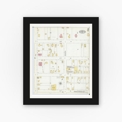 Old map wall art mockup — black gallery frame with white mat — Sanborn Fire Insurance Map from Manchester, Adams County, Ohio (1904), Sheet #0007