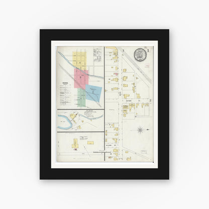 Old map wall art mockup — black gallery frame with white mat — Sanborn Fire Insurance Map from Luray, Page County, Virginia (1897) - Complete Map Set
