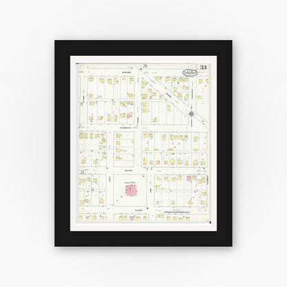 Old map wall art mockup — black gallery frame with white mat — Sanborn Fire Insurance Map from Freeport, Stephenson County, Illinois (1910), Sheet #0033