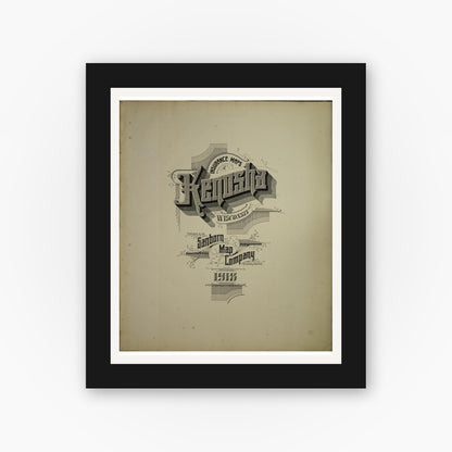 Old map wall art mockup — black gallery frame with white mat — Sanborn Fire Insurance Map from Kenosha, Kenosha County, Wisconsin. (1918), Sheet 1