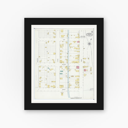 Old map wall art mockup — black gallery frame with white mat — Sanborn Fire Insurance Map from Ironton, Iron County, Missouri (1900), Sheet #0004
