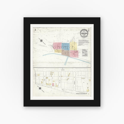 Old map wall art mockup — black gallery frame with white mat — Sanborn Fire Insurance Map from Pismo Beach, San Luis Obispo County, California (1924) - Complete Map Set