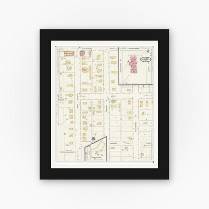 Old map wall art mockup — black gallery frame with white mat — Sanborn Fire Insurance Map from Oconto Falls, Oconto County, Wisconsin (1919), Sheet #0004