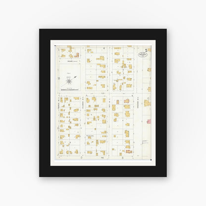 Old map wall art mockup — black gallery frame with white mat — Sanborn Fire Insurance Map from Neenah, Winnebago County, Wisconsin (1906), Sheet #0005