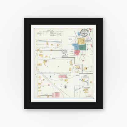 Old map wall art mockup — black gallery frame with white mat — Sanborn Fire Insurance Map from Plymouth, Huron And Richland Counties, Ohio (1904) - Complete Map Set