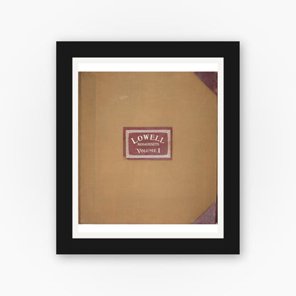 Old map wall art mockup — black gallery frame with white mat — Sanborn Fire Insurance Map from Lowell, Middlesex County, Massachusetts (1950), Sheet #0001