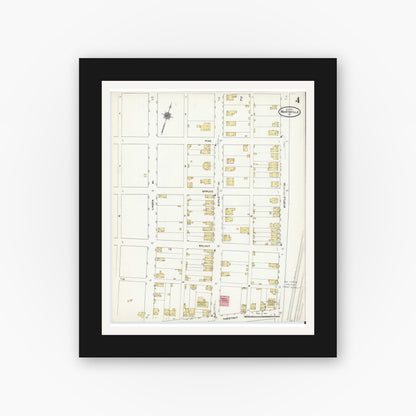 Old map wall art mockup — black gallery frame with white mat — Sanborn Fire Insurance Map from Marysville, Perry County, Pennsylvania (1911), Sheet #0004
